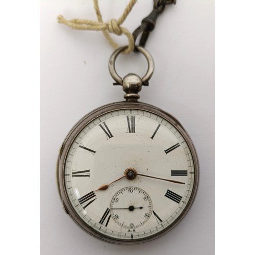 833 - A silver open face pocket watch and an Albert