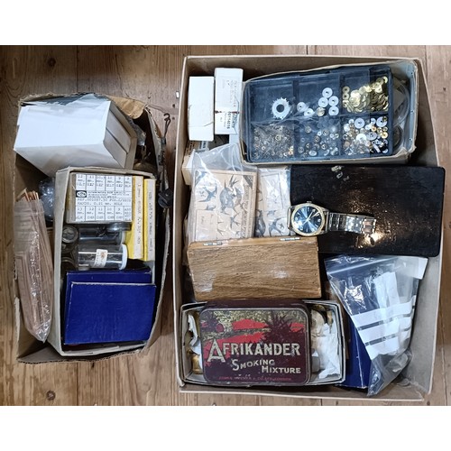 841 - Assorted watch and clock spares (2 boxes)