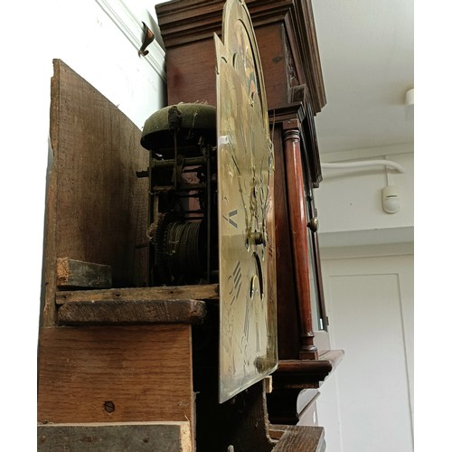 865 - A longcase clock, the brass dial singed Thomas Pyke, with a moon phase to the arch, fitted an eight ... 