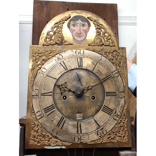 866 - An unusual automata longcase clock, the brass dial signed Anthy Nancolas, Falmouth, having a silvere... 