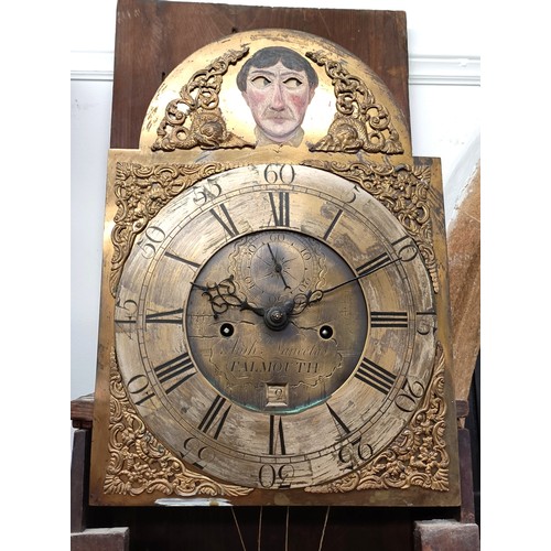 866 - An unusual automata longcase clock, the brass dial signed Anthy Nancolas, Falmouth, having a silvere... 