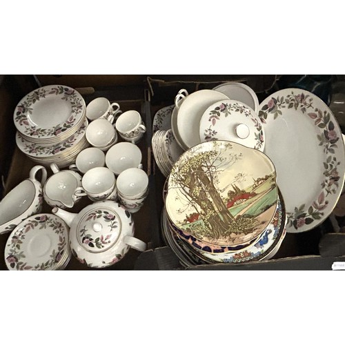 1000 - A Wedgwood Hathaway Rose pattern part dinner service and assorted plates (2 boxes)