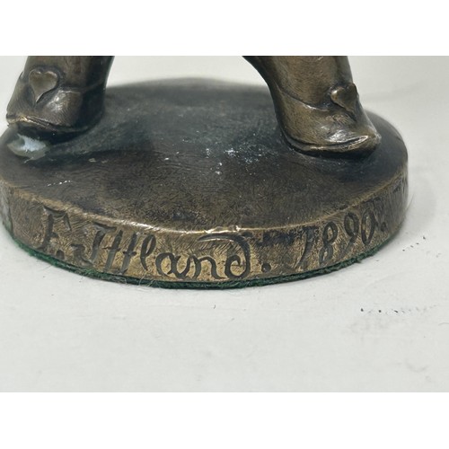 1025 - A pair of late 19th century bronze figures of children, indistinctly signed and dated 1890, the figu... 