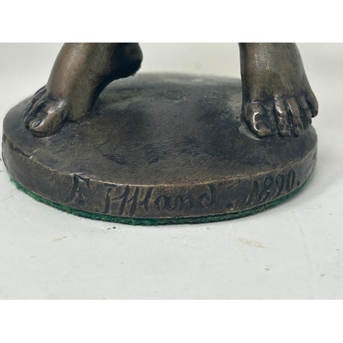 1025 - A pair of late 19th century bronze figures of children, indistinctly signed and dated 1890, the figu... 