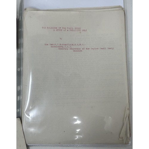 1033 - Butterfield (Rev R P), manuscript for The Religion Of The Tamil Cooly, A Study Of Primitive Cult, an... 