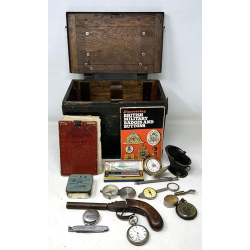 1035 - A pocket compass and other items