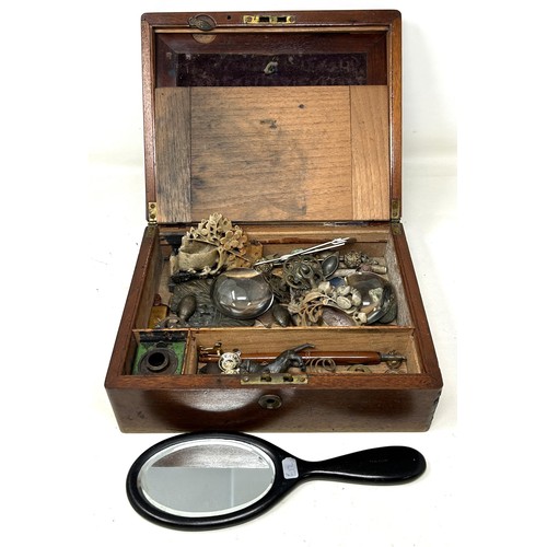 1038 - A mahogany writing slope, a hand mirror and assorted other items