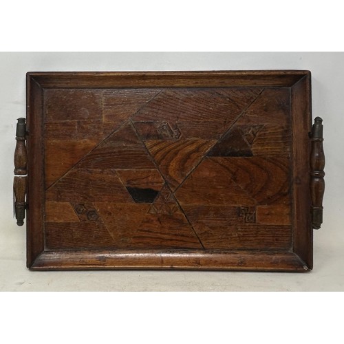 989 - A 19th century mahogany two division cutlery tray, 38 cm wide, and two other trays (3)