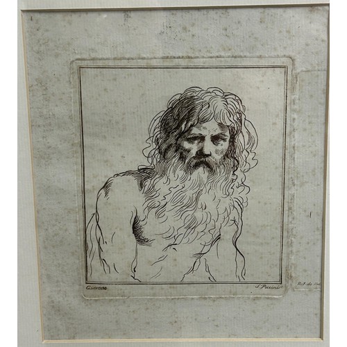 1150 - Guereino S Pacintre, study of a man, print, 19 x 19 cm