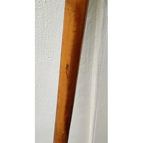 1112 - A late 19th/early 20th century walking stick, with engraved brass and ivory, 93 cmIvory Exemption Re... 