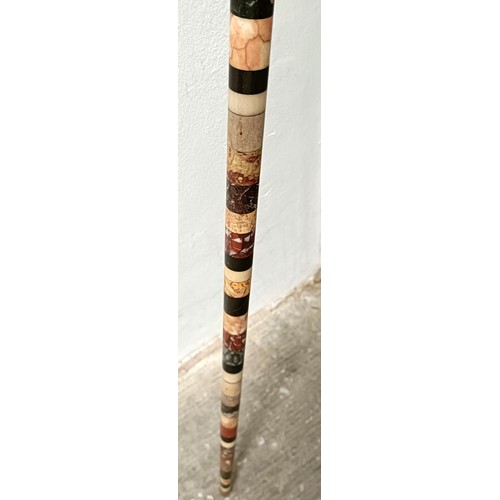 1113 - A good late 19th century multi-coloured hardstone walking stick, 89 cm Provenance: Part of a single ... 