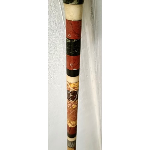 1113 - A good late 19th century multi-coloured hardstone walking stick, 89 cm Provenance: Part of a single ... 