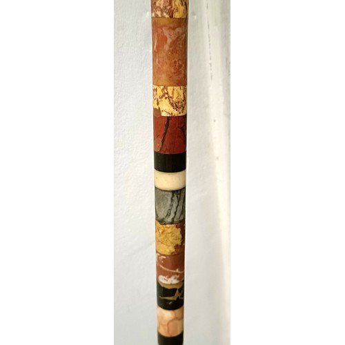 1113 - A good late 19th century multi-coloured hardstone walking stick, 89 cm Provenance: Part of a single ... 