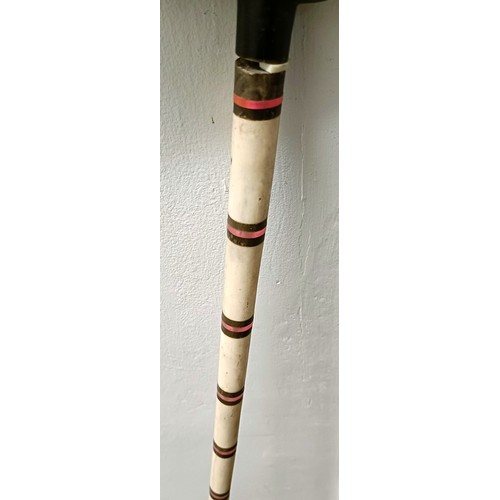 1114 - An Anglo Indian ebony, bone and ruby glass walking stick, 93 cm Provenance: Part of a single owner c... 