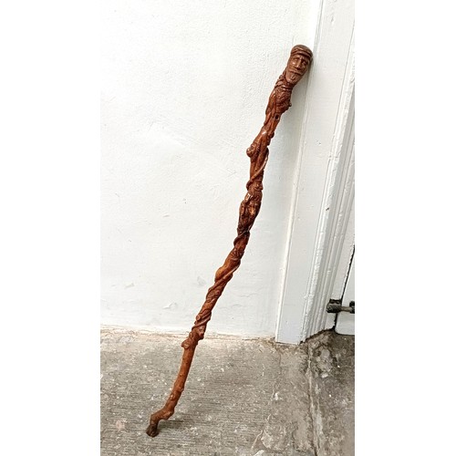 1120 - A folk art walking stick, decorated figures, 90 cm Provenance: Part of a single owner collection of ... 