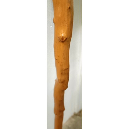 1127 - A folk art walking stick, handle carved in the form of a man wearing a hat, 90 cm Provenance: Part o... 