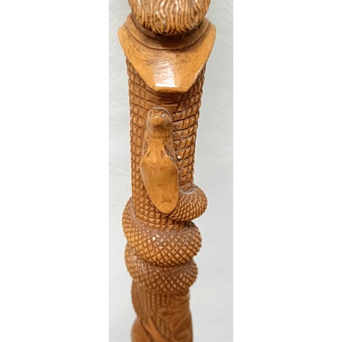 1131 - A good folk art walking stick, carved figures and animals, 97 cm Provenance: Part of a single owner ... 