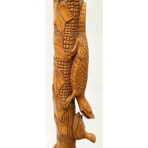 1131 - A good folk art walking stick, carved figures and animals, 97 cm Provenance: Part of a single owner ... 