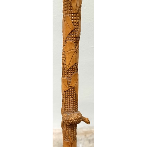 1131 - A good folk art walking stick, carved figures and animals, 97 cm Provenance: Part of a single owner ... 