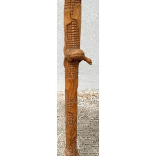 1131 - A good folk art walking stick, carved figures and animals, 97 cm Provenance: Part of a single owner ... 