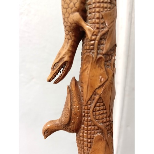 1131 - A good folk art walking stick, carved figures and animals, 97 cm Provenance: Part of a single owner ... 