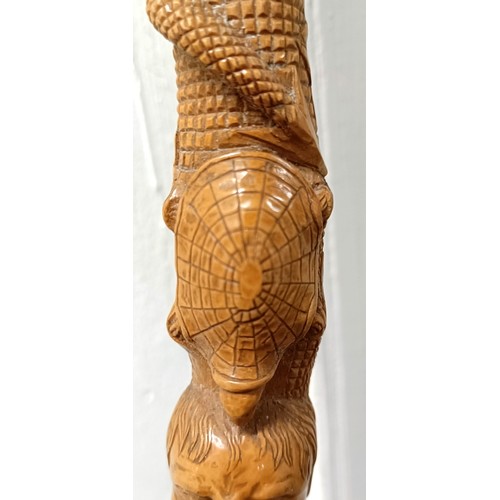 1131 - A good folk art walking stick, carved figures and animals, 97 cm Provenance: Part of a single owner ... 