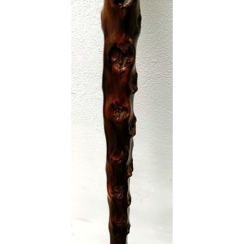 1134 - A novelty walking stick, with a carved antler handle, in the form of a bulldog, with a sterling silv... 