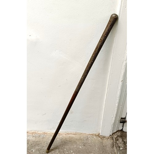 1140 - A good silver inlaid walking stick, 90 cm