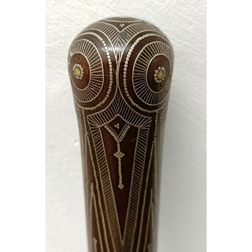 1140 - A good silver inlaid walking stick, 90 cm