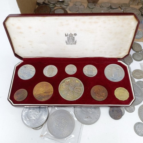 265 - Two crowns, 1935, six Victorian half crowns, a Coronation coin set, 1953, crown down, boxed, and oth... 