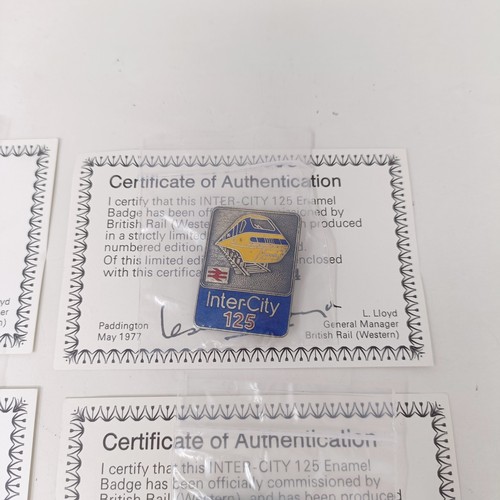 1108 - Six scarce Intercity 125 enamel badges, with certificates, limited to an edition of 1,000 issued