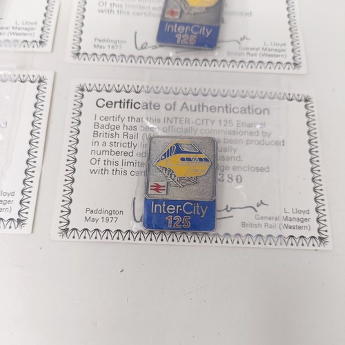 1108 - Six scarce Intercity 125 enamel badges, with certificates, limited to an edition of 1,000 issued