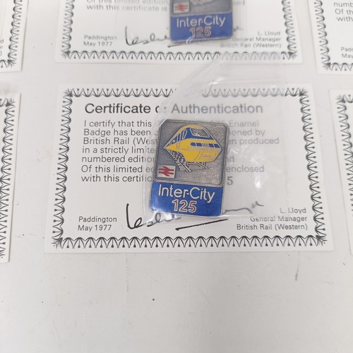 1108 - Six scarce Intercity 125 enamel badges, with certificates, limited to an edition of 1,000 issued