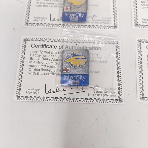 1108 - Six scarce Intercity 125 enamel badges, with certificates, limited to an edition of 1,000 issued