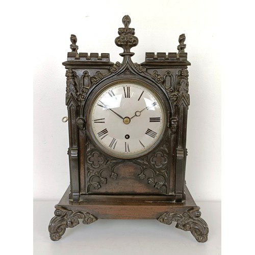 850 - A Victorian mantel clock, the 13 cm diameter painted dial with Roman numerals, fitted an eight day s... 