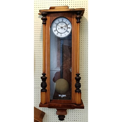 861 - A Vienna regulator style wall clock, 110 cm high