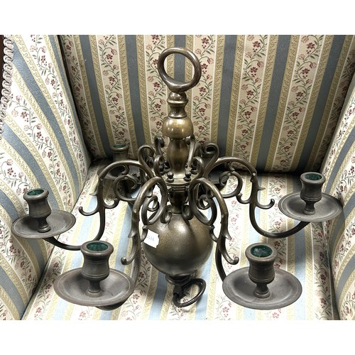 1105 - A brass Dutch style chandelier, 50 cm diameter