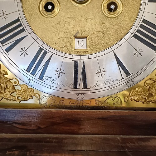 864 - A longcase clock, the brass dial signed F Van Spicht, Amsterdam with a silvered chapter ring, a subs... 