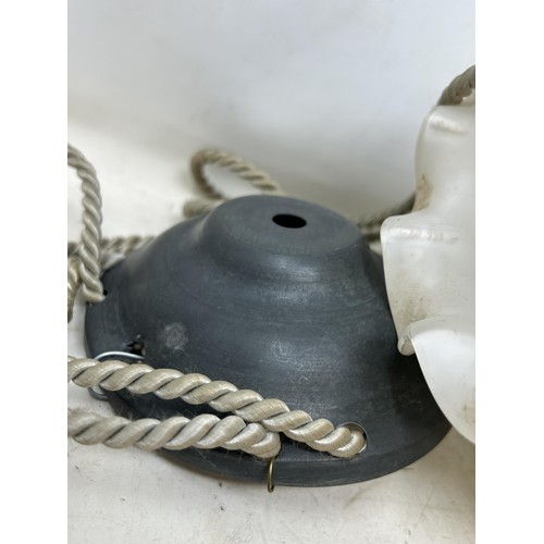 811 - A Victorian style opaque and painted glass hanging lantern, of ovoid form, 24 cm high (excluding fit... 
