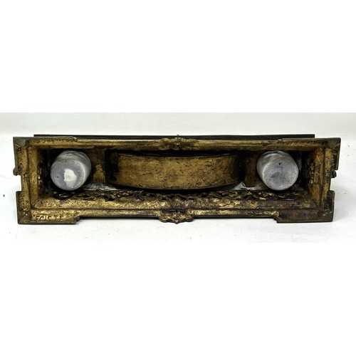 840 - A gilt brass and bejewelled inkstand, 25 cm wide