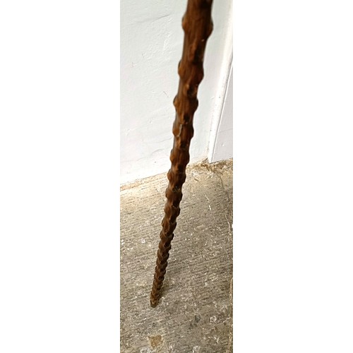 764 - A novelty walking stick, with a molded handle, in the form of a laughing man, with a silver collar, ... 