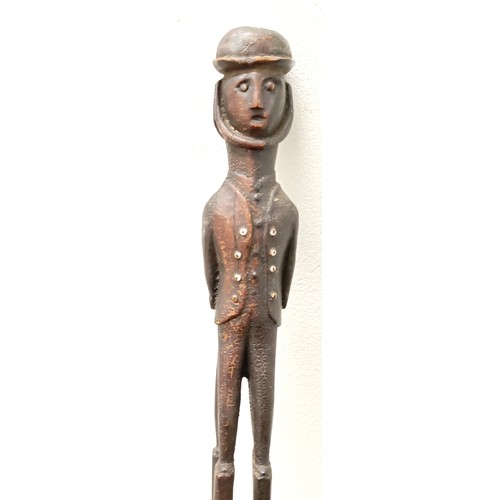 770 - A good folk art walking stick, handle carved in the form of two bearded men, 84 cm Provenance: Part ... 