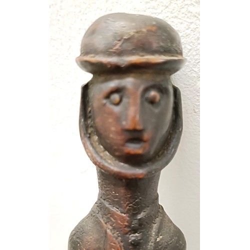 770 - A good folk art walking stick, handle carved in the form of two bearded men, 84 cm Provenance: Part ... 