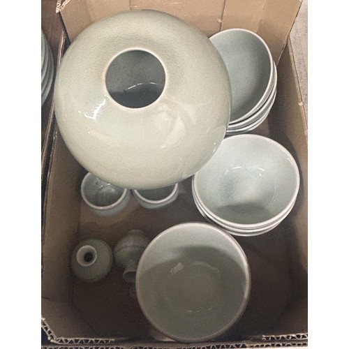 800 - A modern Celadon ground dinner service (2 boxes)