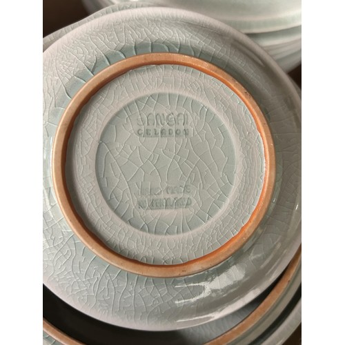 800 - A modern Celadon ground dinner service (2 boxes)