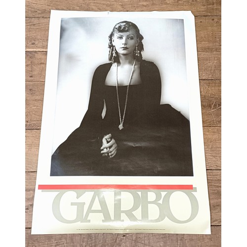 801 - A Greta Garbo Observer newspaper advertising poster, 75 x 51 cm, and assorted vintage and modern Gre... 