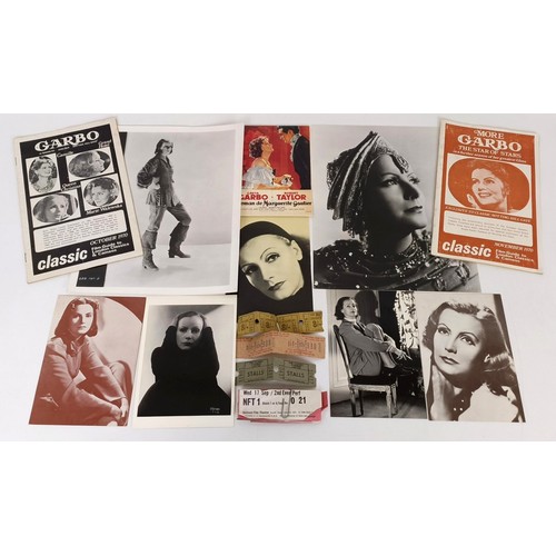801 - A Greta Garbo Observer newspaper advertising poster, 75 x 51 cm, and assorted vintage and modern Gre... 