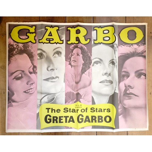 801 - A Greta Garbo Observer newspaper advertising poster, 75 x 51 cm, and assorted vintage and modern Gre... 