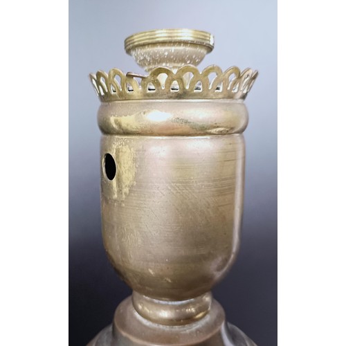 820 - A pair of bronze silver plated lamp bases, 57 cm high (2)