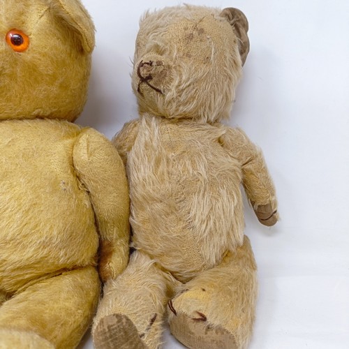 813 - A Pentax camera, assorted lenses and other cameras (box) and three well loved teddy bears